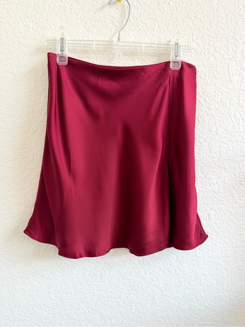 Meshki Satin Mini Skirt in Burgundy Red Purple Small S